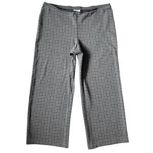 J Jill Ponte Full Leg Plaid Pants Pull On Wide Leg Black Gray Minimal Corpcore